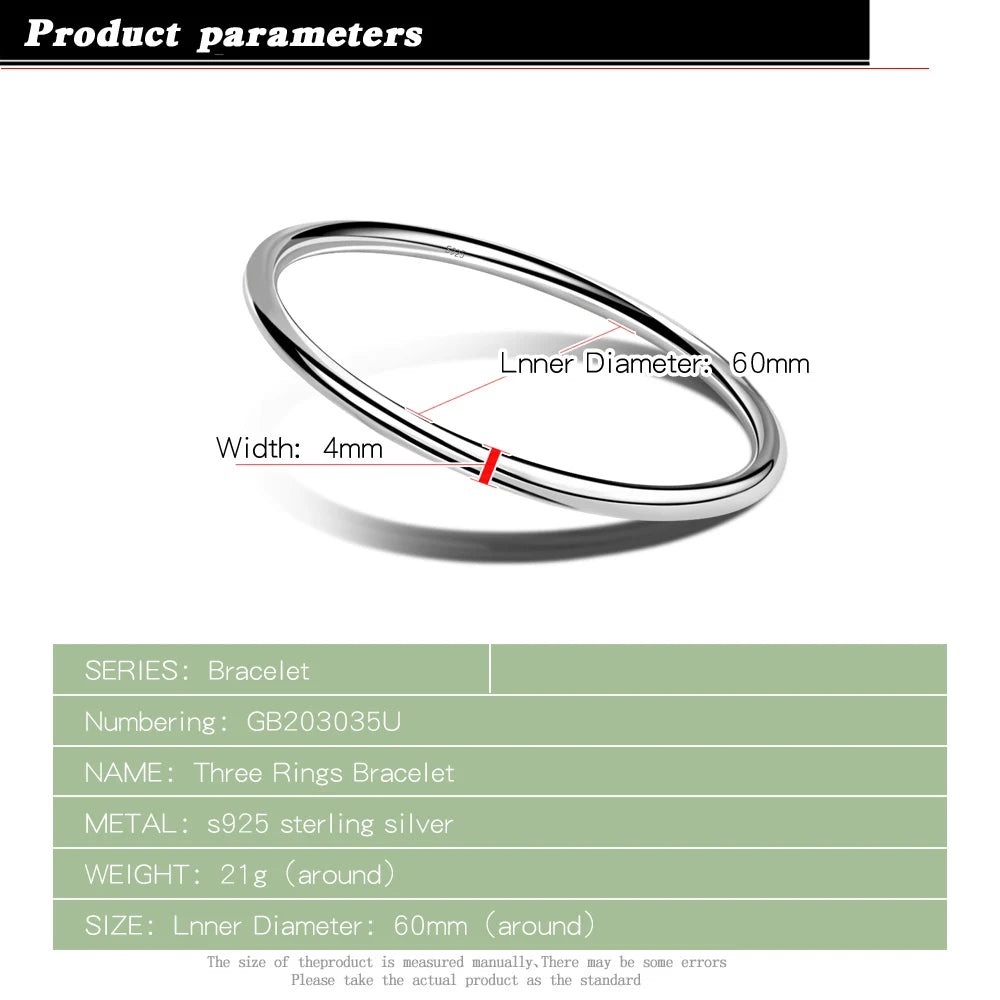 925 Sterling Silver Hoop Bracelet - Simple and Stunning - Picture 2 of 4